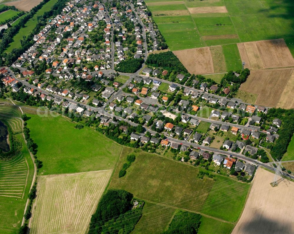 Aerial photograph Allendorf a. d. Lahn - Village view on the edge of agricultural fields and land in Allendorf a. d. Lahn in the state Hesse, Germany