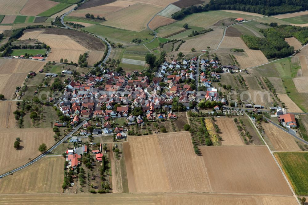 Aerial photograph Altbessingen - Village view on the edge of agricultural fields and land in Altbessingen in the state Bavaria, Germany