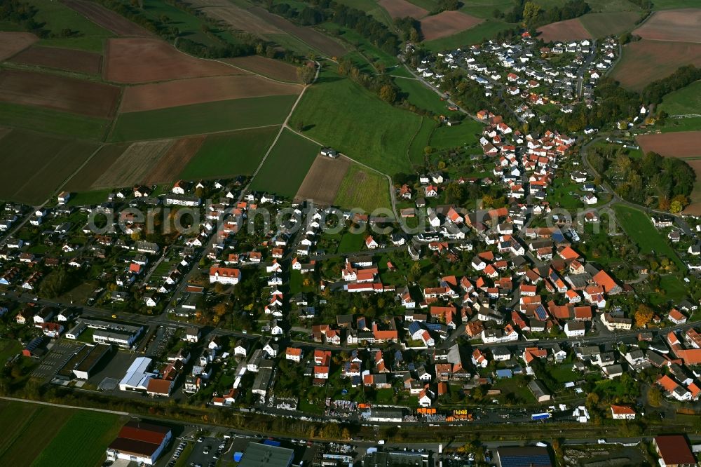 Asbach from above - Village view on the edge of agricultural fields and land in Asbach in the state Hesse, Germany
