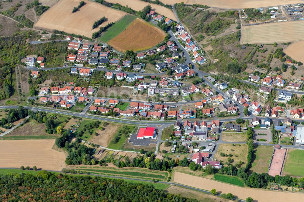 Aerial photograph Aschfeld - Village view on the edge of agricultural fields and land in Aschfeld in the state Bavaria, Germany