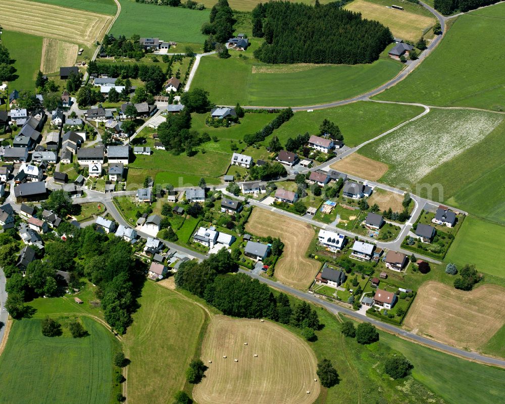 Aerial photograph Bad Steben - Village view on the edge of agricultural fields and land in the district Carlsgruen in Bad Steben Oberfranken in the state Bavaria, Germany