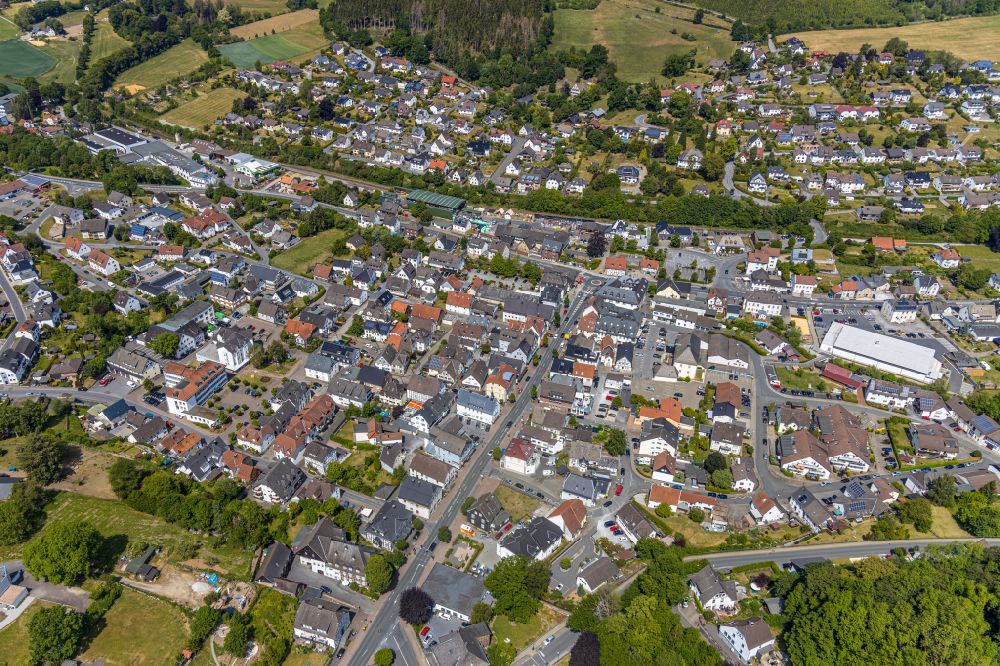 Aerial photograph Balve - Village view on the edge of agricultural fields and land in Balve in the state North Rhine-Westphalia, Germany