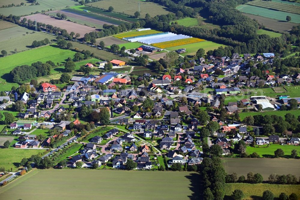 Barsbüttel from above - Village view on the edge of agricultural fields and land in the district Stemwarde in Barsbuettel in the state Schleswig-Holstein, Germany