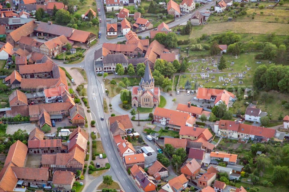 Aerial photograph Benzingerode - Village view on the edge of agricultural fields and land in Benzingerode in the state Saxony-Anhalt, Germany