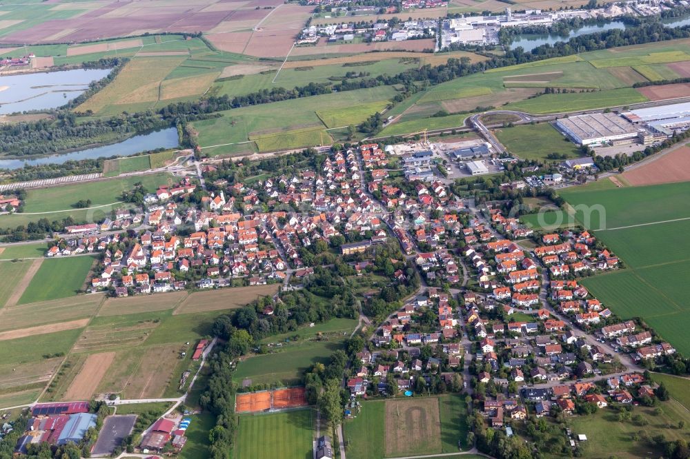 Bühl from the bird's eye view: Village view on the edge of agricultural fields and land in Buehl in the state Baden-Wuerttemberg, Germany