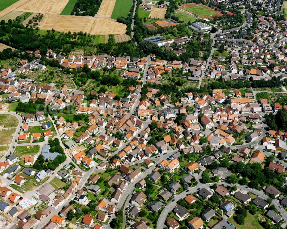 Aerial image Biberach - Village view on the edge of agricultural fields and land in Biberach in the state Baden-Wuerttemberg, Germany