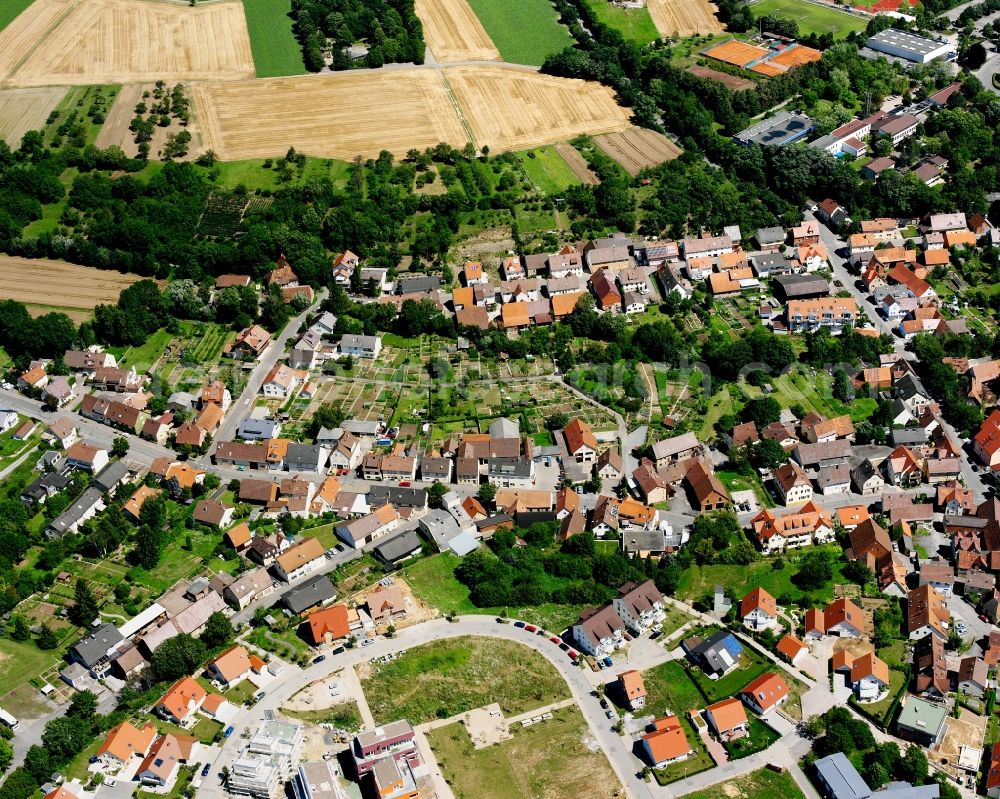 Aerial photograph Biberach - Village view on the edge of agricultural fields and land in Biberach in the state Baden-Wuerttemberg, Germany