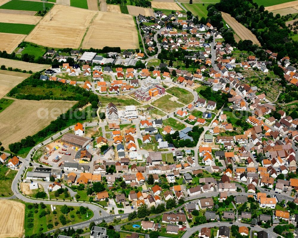 Biberach from the bird's eye view: Village view on the edge of agricultural fields and land in Biberach in the state Baden-Wuerttemberg, Germany