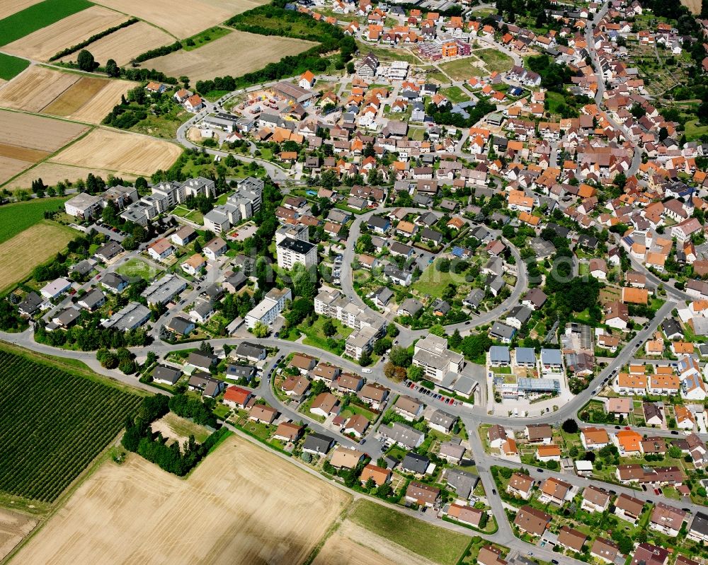 Aerial image Biberach - Village view on the edge of agricultural fields and land in Biberach in the state Baden-Wuerttemberg, Germany
