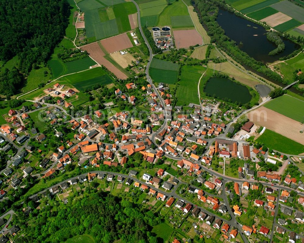 Aerial photograph Braach - Village view on the edge of agricultural fields and land in Braach in the state Hesse, Germany