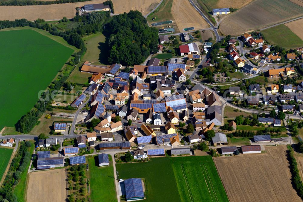 Aerial photograph Eichelsee - Village view on the edge of agricultural fields and land in Eichelsee in the state Bavaria, Germany