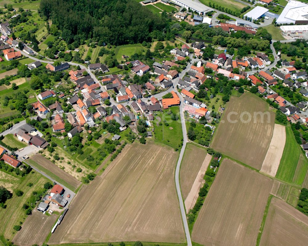 Aerial image Freistett - Village view on the edge of agricultural fields and land in Freistett in the state Baden-Wuerttemberg, Germany