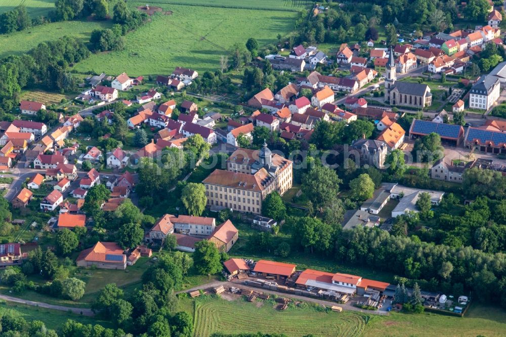 Friedrichswerth from above - Village view on the edge of agricultural fields and land in Friedrichswerth in the state Thuringia, Germany