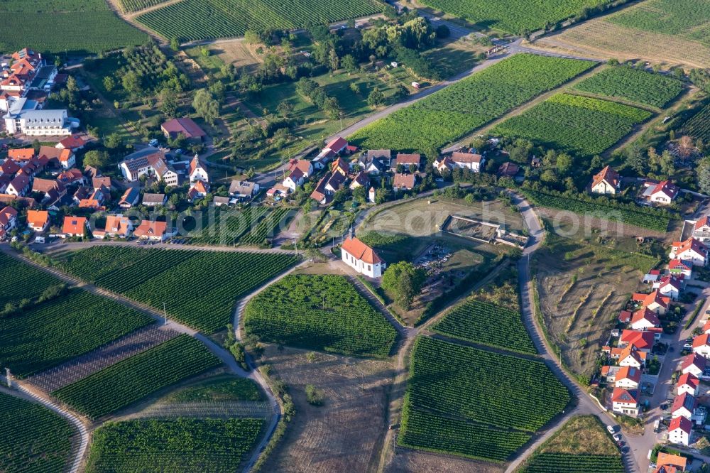 Aerial image Gleiszellen-Gleishorbach - Village view on the edge of agricultural fields and land in Gleiszellen-Gleishorbach in the state Rhineland-Palatinate, Germany