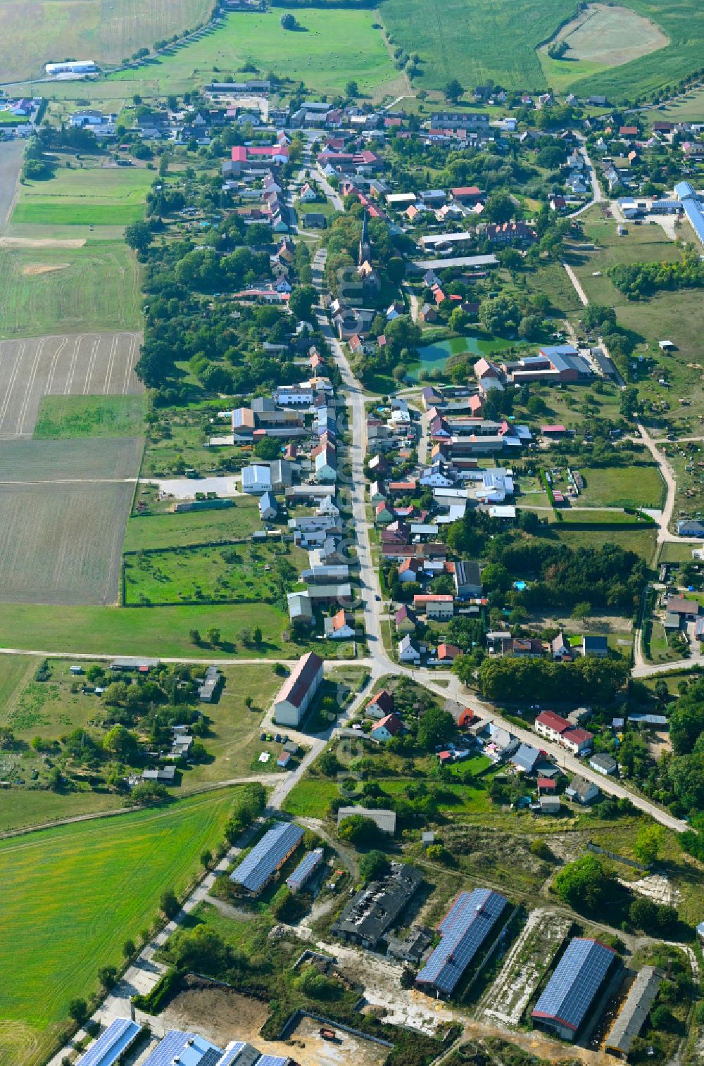 Aerial photograph Golzow - Village view on the edge of agricultural fields and land in Golzow in the state Brandenburg, Germany