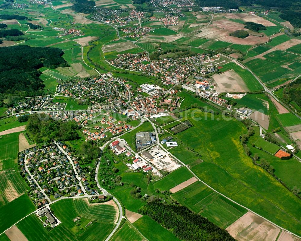 Aerial photograph Gotzendorf - Village view on the edge of agricultural fields and land in Gotzendorf in the state Bavaria, Germany