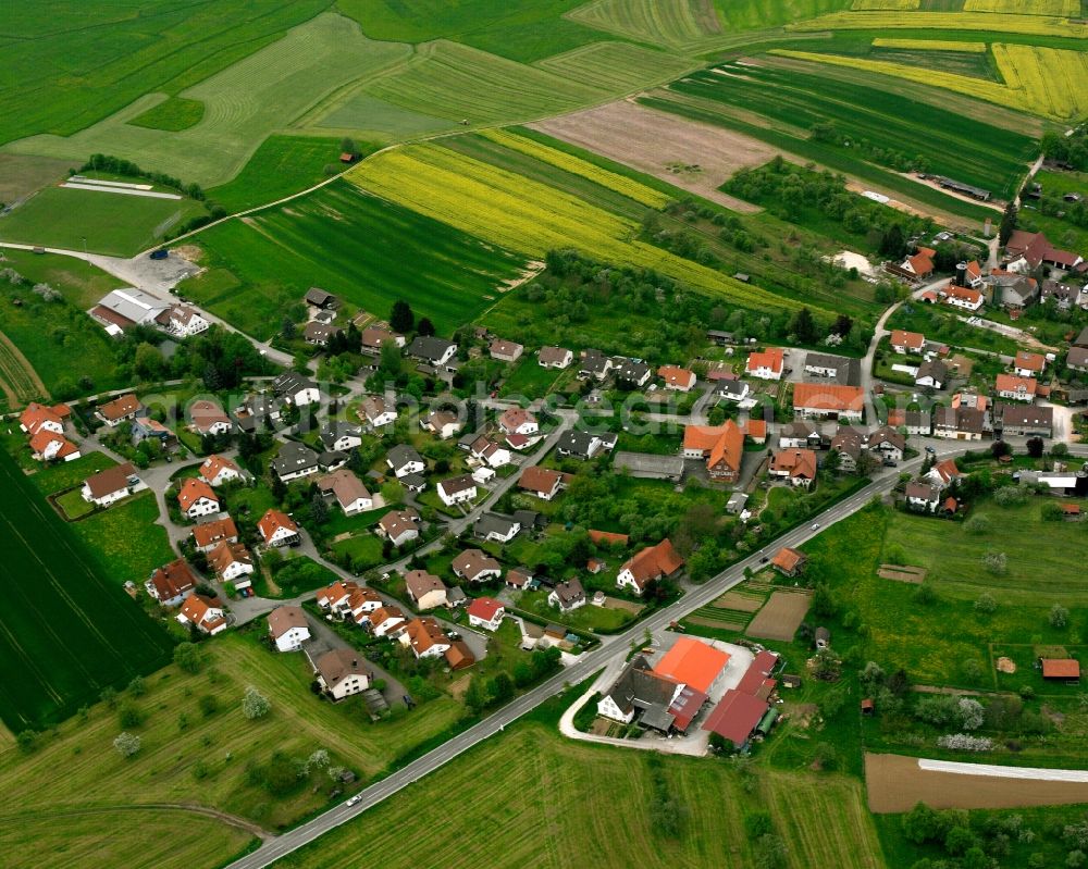 Aerial photograph Göppingen - Village view on the edge of agricultural fields and land in Göppingen in the state Baden-Wuerttemberg, Germany