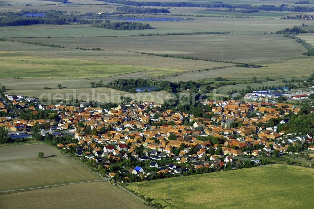 Aerial photograph Harsleben - Village view on the edge of agricultural fields and land in Harsleben in the state Saxony-Anhalt, Germany