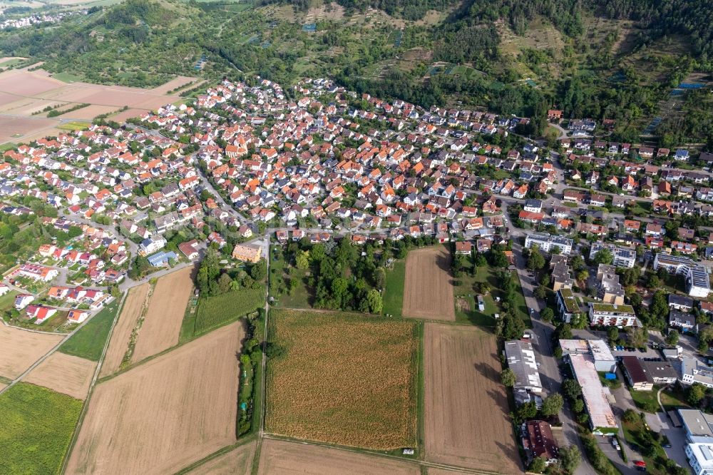 Aerial photograph Hirschau - Village view on the edge of agricultural fields and land in Hirschau in the state Baden-Wuerttemberg, Germany