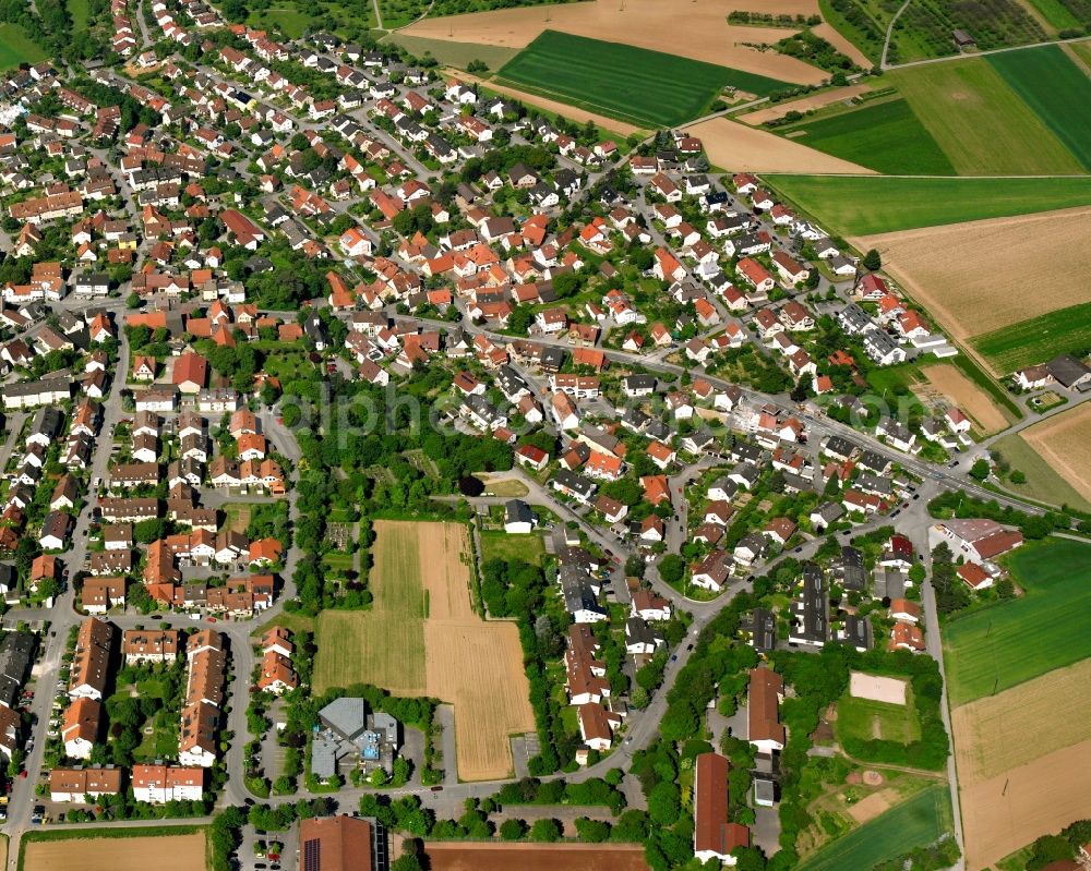 Aerial photograph Hohenacker - Village view on the edge of agricultural fields and land in Hohenacker in the state Baden-Wuerttemberg, Germany
