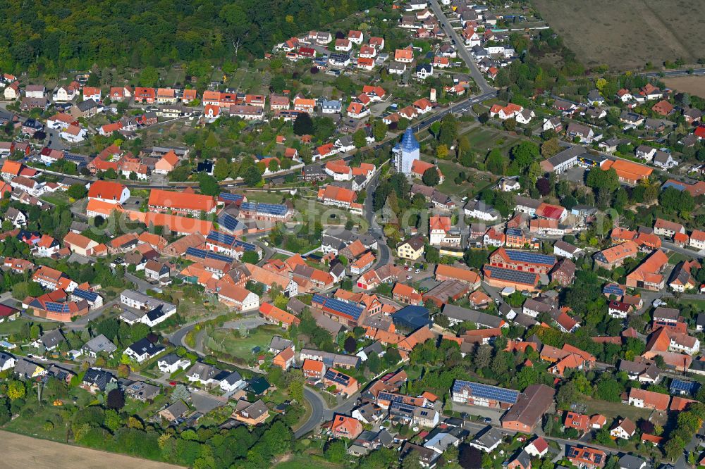 Immenrode from the bird's eye view: Village view on the edge of agricultural fields and land in Immenrode in the state Lower Saxony, Germany