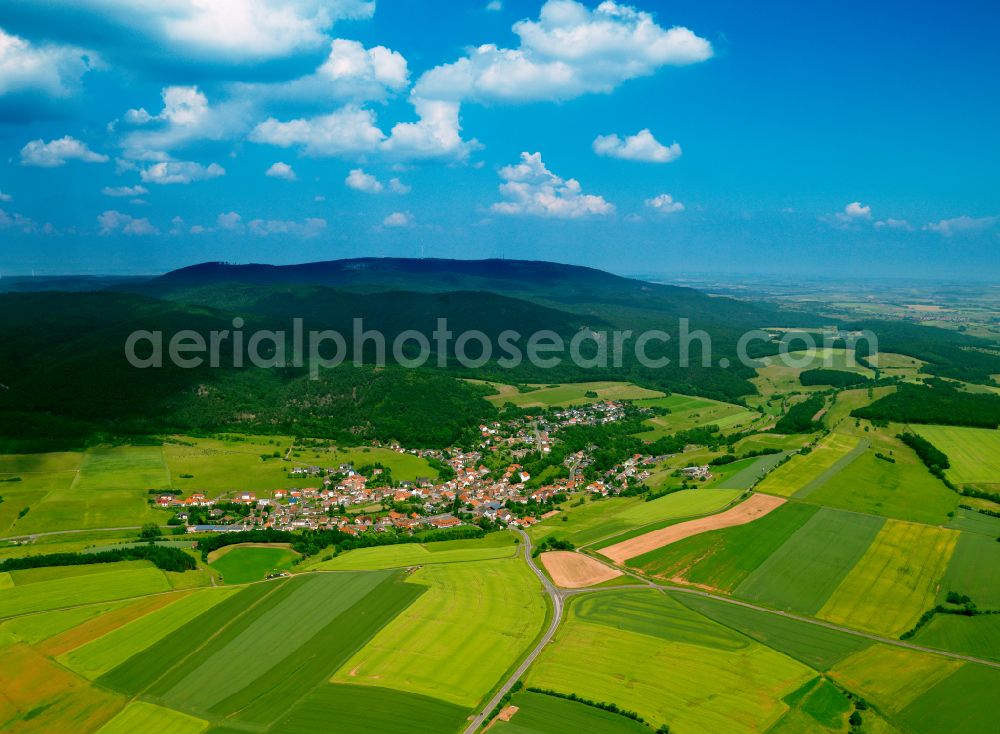Imsbach from the bird's eye view: Village view on the edge of agricultural fields and land in Imsbach in the state Rhineland-Palatinate, Germany
