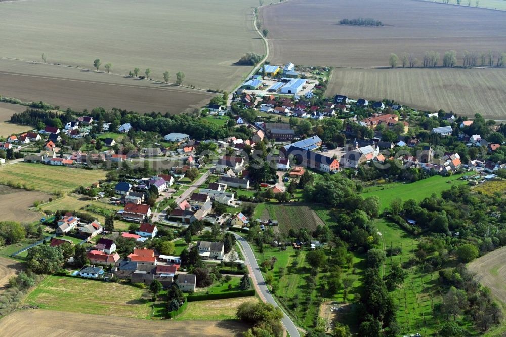 Aerial image Kaltenmark - Village view on the edge of agricultural fields and land in Kaltenmark in the state Saxony-Anhalt, Germany