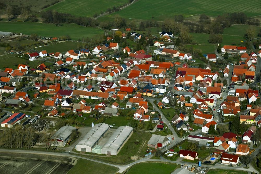 Aerial photograph Kaltenwestheim - View of the town on the edge of agricultural fields and usable areas in Kaltenwestheim in the Rhoen in the state Thuringia, Germany