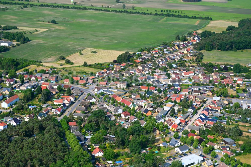 Aerial photograph Klosterfelde - Village view on the edge of agricultural fields and land in Klosterfelde in the state Brandenburg, Germany
