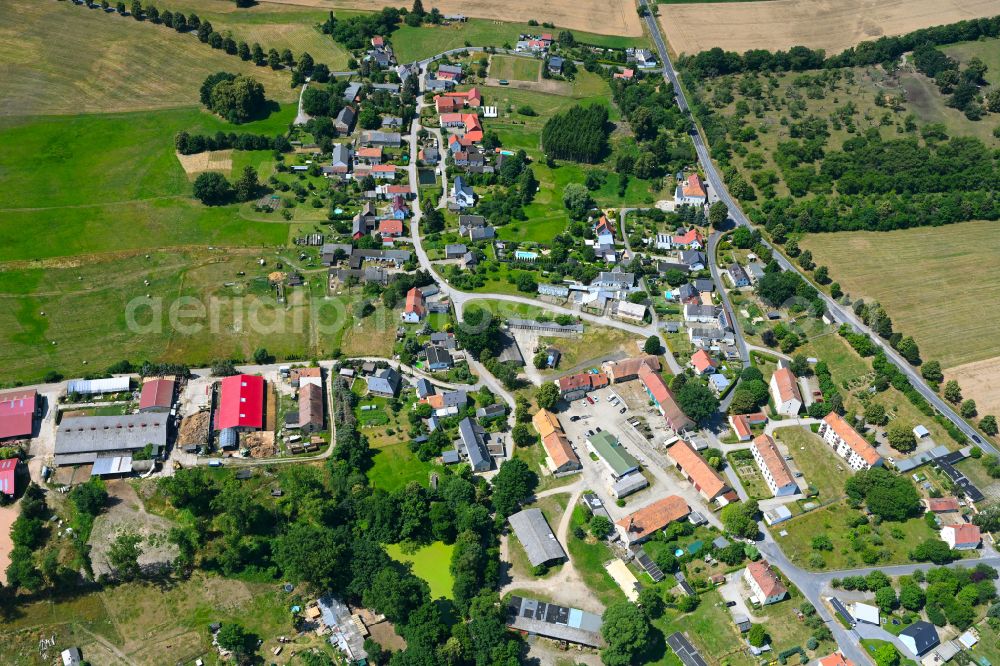 Aerial image Koitzsch - Village view on the edge of agricultural fields and land in Koitzsch in the state Saxony, Germany