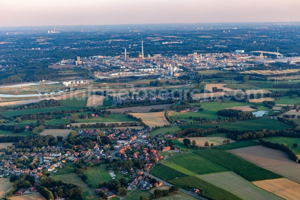 Lippramsdorf from above - Village view on the edge of agricultural fields and land in Lippramsdorf in the state North Rhine-Westphalia, Germany