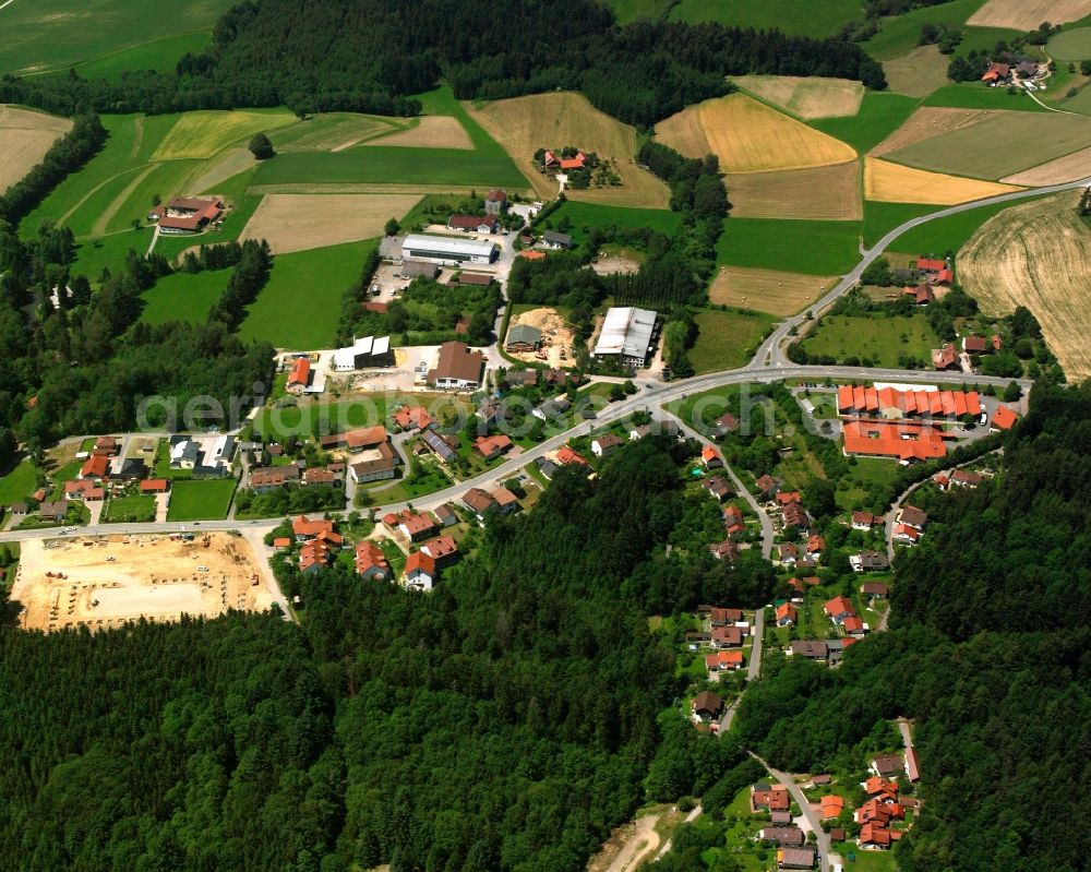 Aerial image Mitterfels - Village view on the edge of agricultural fields and land in the district Reihnbachholz in Mitterfels in the state Bavaria, Germany
