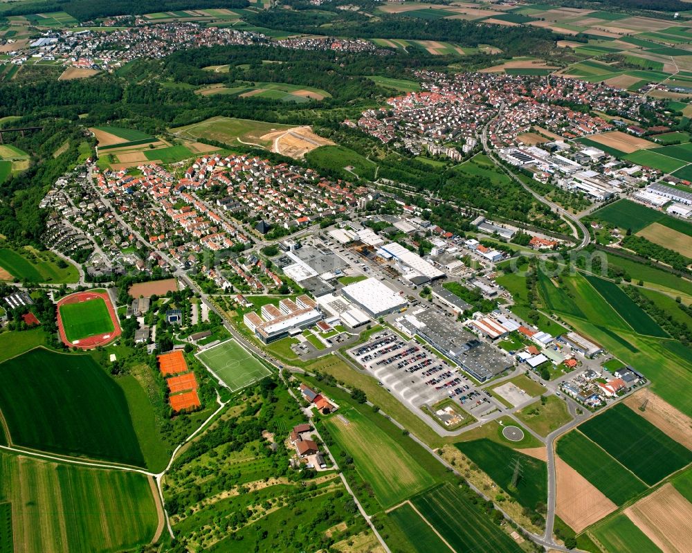 Neustadt from the bird's eye view: Village view on the edge of agricultural fields and land in Neustadt in the state Baden-Wuerttemberg, Germany
