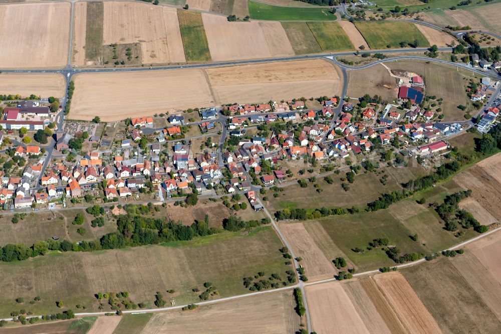 Aerial photograph Oberndorf - Village view on the edge of agricultural fields and land in Oberndorf in the state Bavaria, Germany