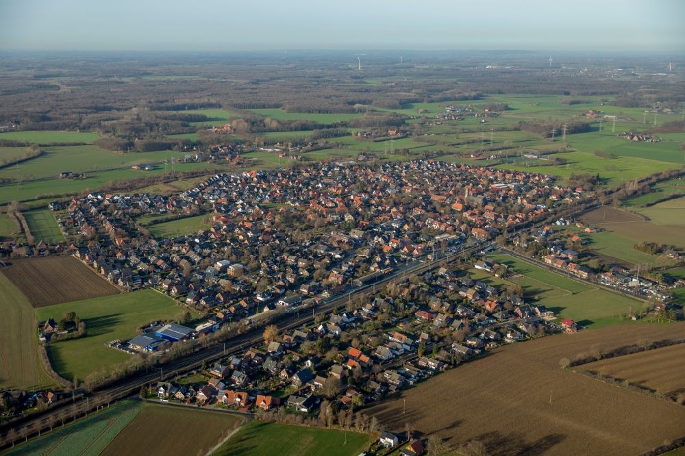 Rinkerode from above - Village view on the edge of agricultural fields and land in the district Rinkerode in Drensteinfurt in the state North Rhine-Westphalia, Germany