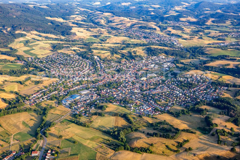Aerial photograph Rimbach - Village view on the edge of agricultural fields and land in Rimbach in the state Hesse, Germany