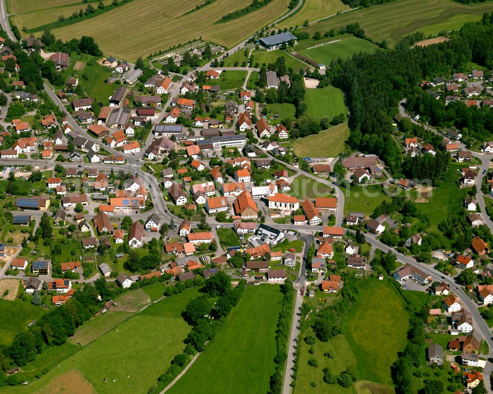 Ringschnait from the bird's eye view: Village view on the edge of agricultural fields and land in Ringschnait in the state Baden-Wuerttemberg, Germany