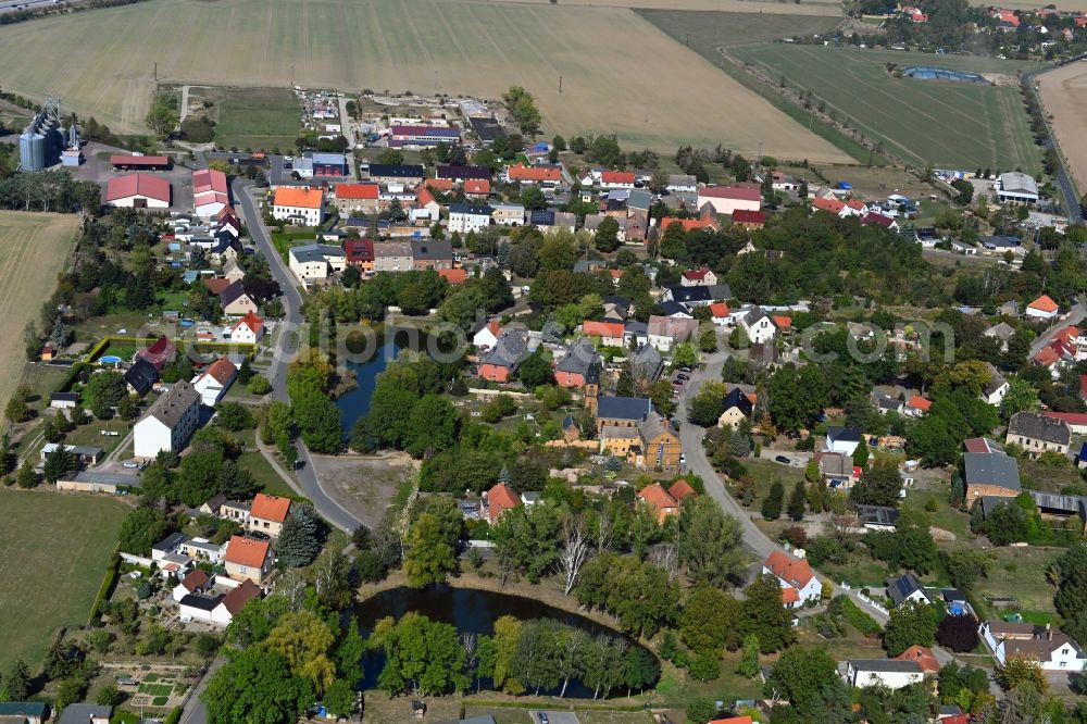Aerial photograph Sandersdorf-Brehna - Village view on the edge of agricultural fields and land in Sandersdorf-Brehna in the state Saxony-Anhalt, Germany