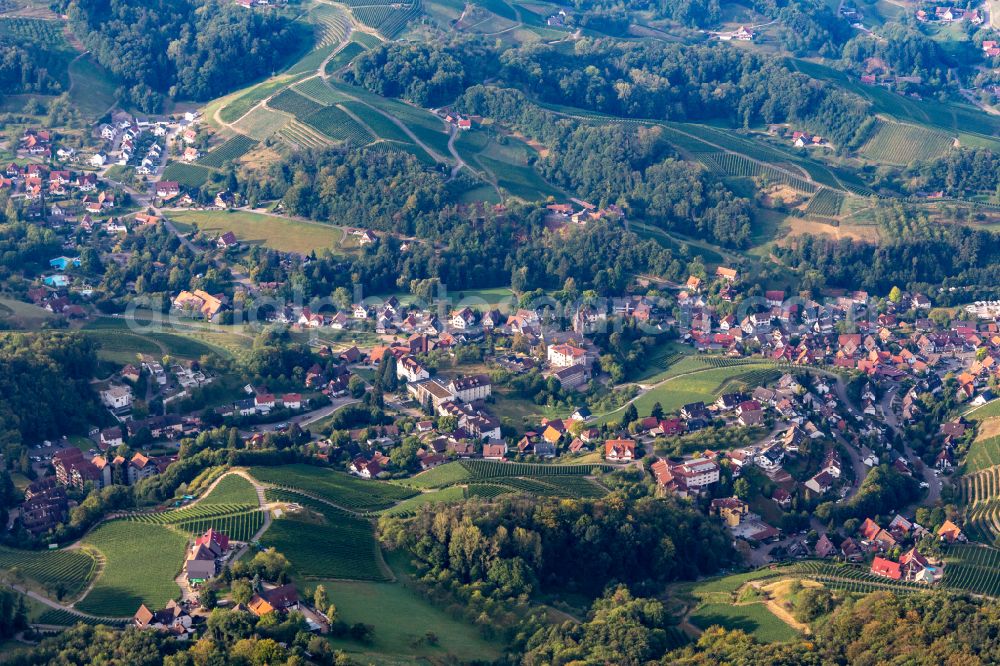 Aerial image Sasbachwalden - Village view on the edge of agricultural fields and land in Sasbachwalden in the state Baden-Wuerttemberg, Germany