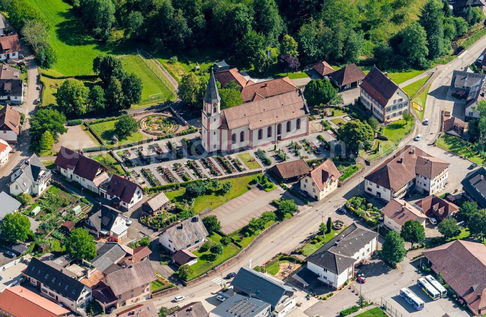 Aerial image Schweighausen - Village view on the edge of agricultural fields and land in Schweighausen in the state Baden-Wuerttemberg, Germany
