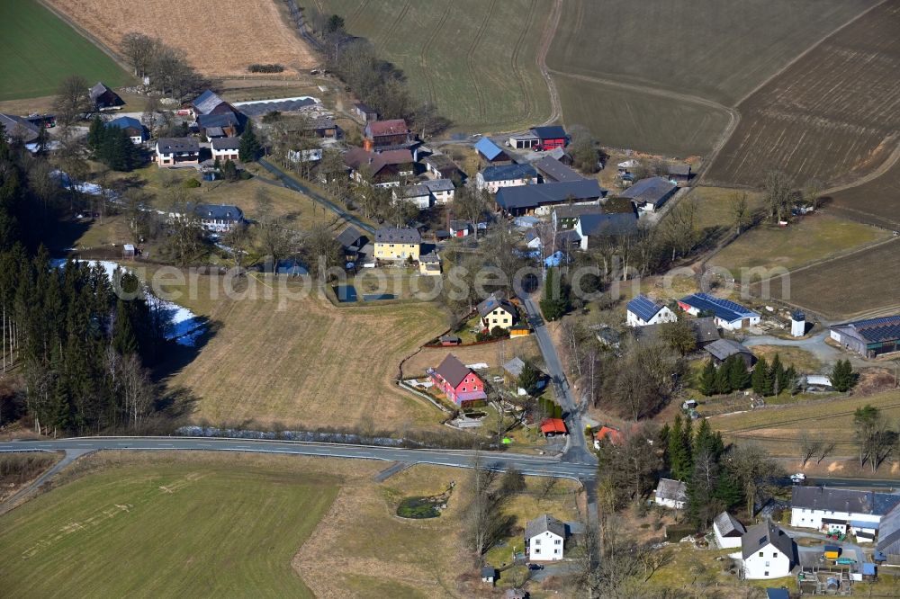 Solg from the bird's eye view: Village view on the edge of agricultural fields and land in Solg in the state Bavaria, Germany