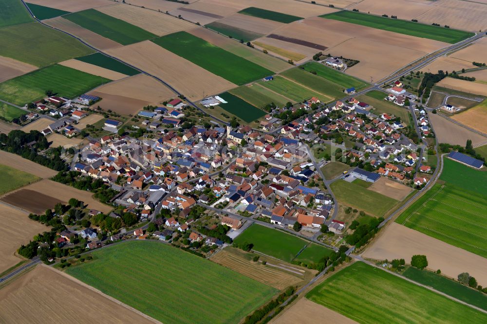 Aerial image Sonderhofen - Village view on the edge of agricultural fields and land in Sonderhofen in the state Bavaria, Germany
