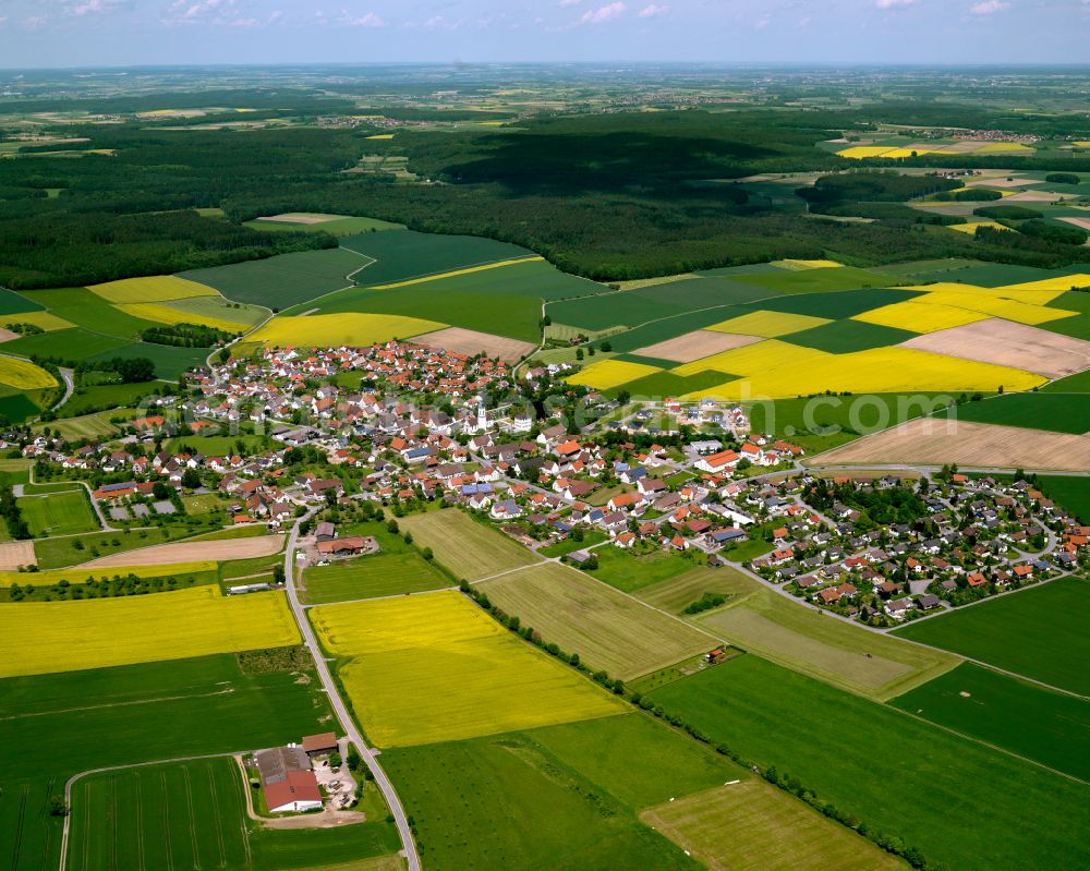 Aerial image Stafflangen - Village view on the edge of agricultural fields and land in Stafflangen in the state Baden-Wuerttemberg, Germany