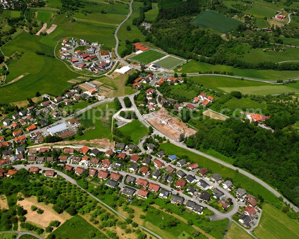 Steinach from above - Village view on the edge of agricultural fields and land in Steinach in the state Baden-Wuerttemberg, Germany
