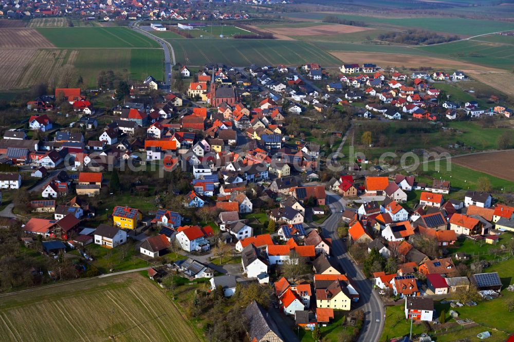 Steinbach from above - Village view on the edge of agricultural fields and land in Steinbach in the state Baden-Wuerttemberg, Germany