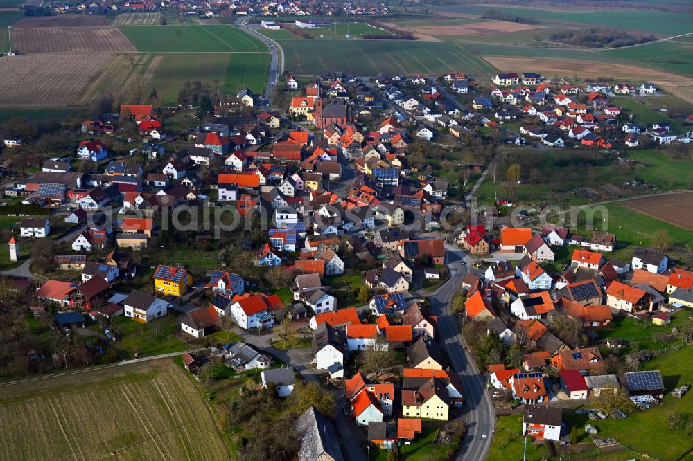 Steinbach from the bird's eye view: Village view on the edge of agricultural fields and land in Steinbach in the state Baden-Wuerttemberg, Germany