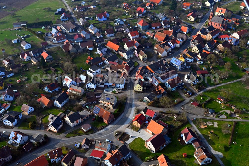 Aerial photograph Steinbach - Village view on the edge of agricultural fields and land in Steinbach in the state Baden-Wuerttemberg, Germany