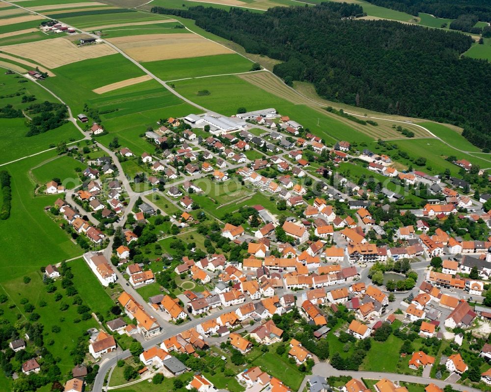 Stetten am kalten Markt from the bird's eye view: Village view on the edge of agricultural fields and land in Stetten am kalten Markt in the state Baden-Wuerttemberg, Germany