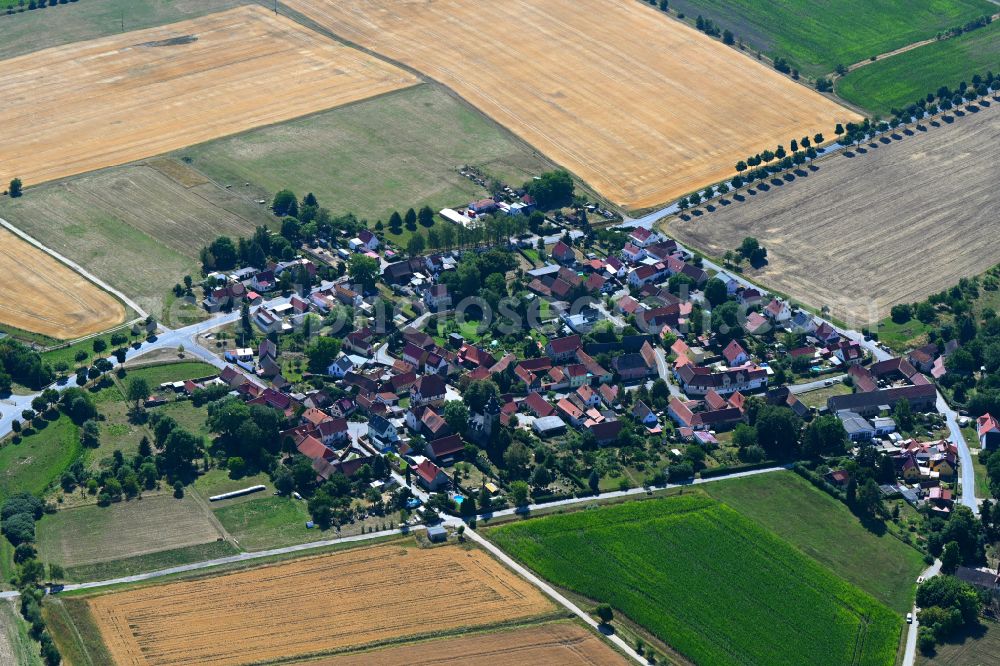 Troistedt from above - Village view on the edge of agricultural fields and land in Troistedt in the state Thuringia, Germany