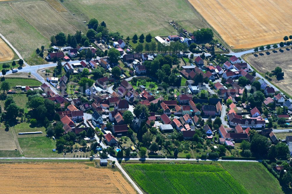 Troistedt from the bird's eye view: Village view on the edge of agricultural fields and land in Troistedt in the state Thuringia, Germany